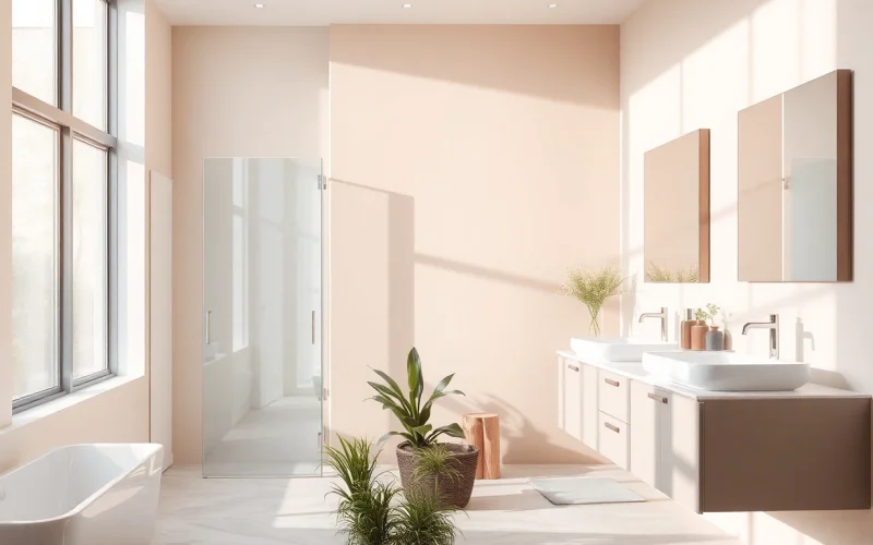 Bewundern Sie die stilvolle Sonni Sanitär Dusche in einem modernen Badezimmerambiente mit eleganten Badmöbeln und natürlichen Lichtquellen.