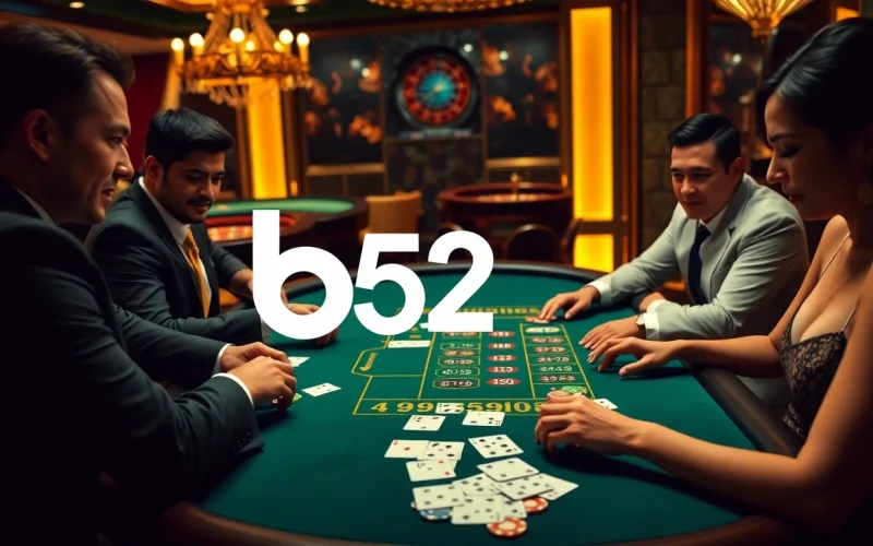 Players enjoying an exciting b52 poker game with vibrant chips and elegant ambiance.