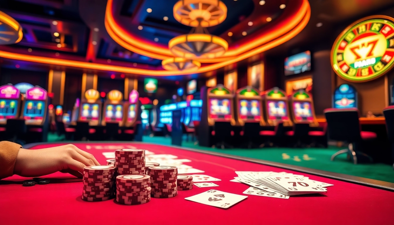 Experience thrill at 222BD Casino with vibrant tables, chips, and engaging gameplay.