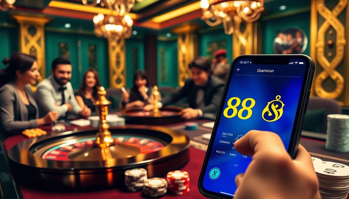 Experience the thrill of 88i nhà cái with players enjoying high-stakes games at a luxurious casino table.
