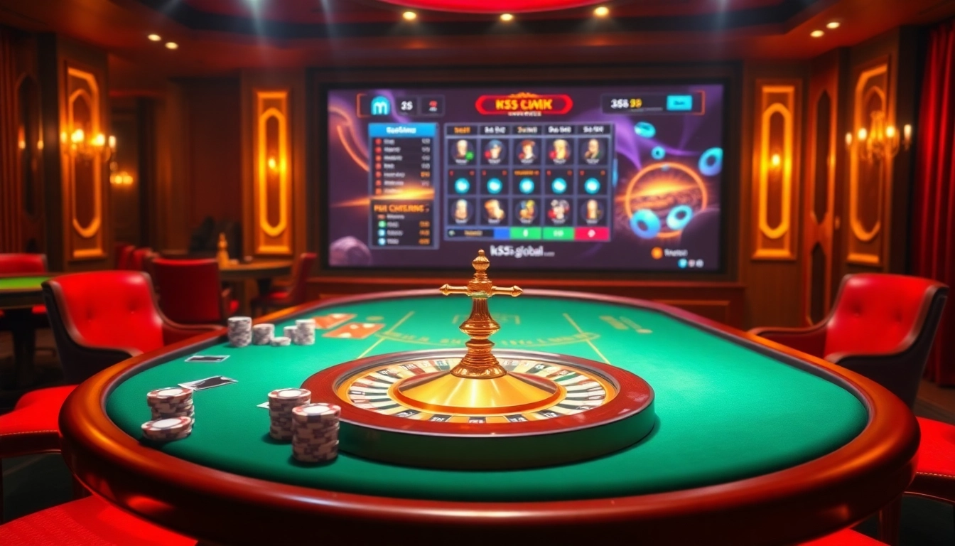 Live gaming excitement at a casino table with kk55.global's vibrant atmosphere and engaging visuals.