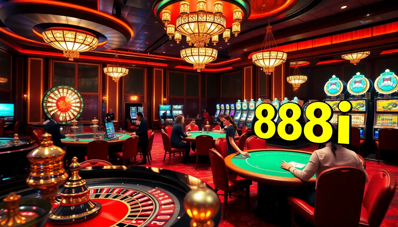 Players enjoying high-stakes games at 88i's luxurious casino tables