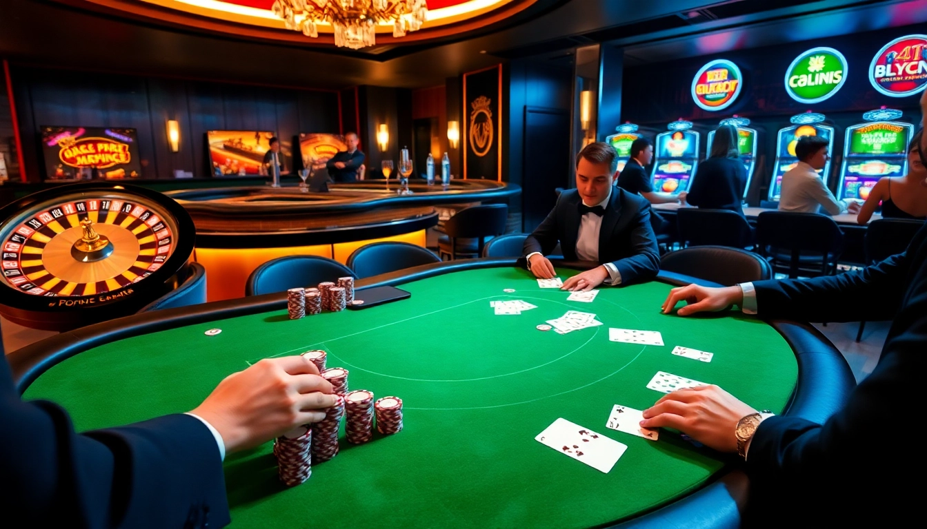 Players strategizing at a poker table, showcasing excitement at MM88 COM casino games.