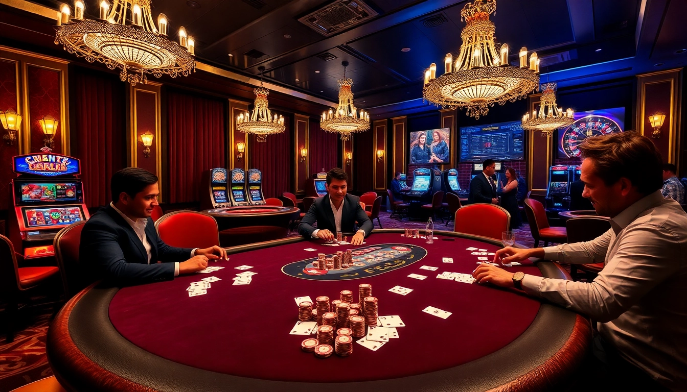 Experience the excitement of poker and casino games at https://9789bet.com/ with luxurious table settings and vibrant atmosphere.